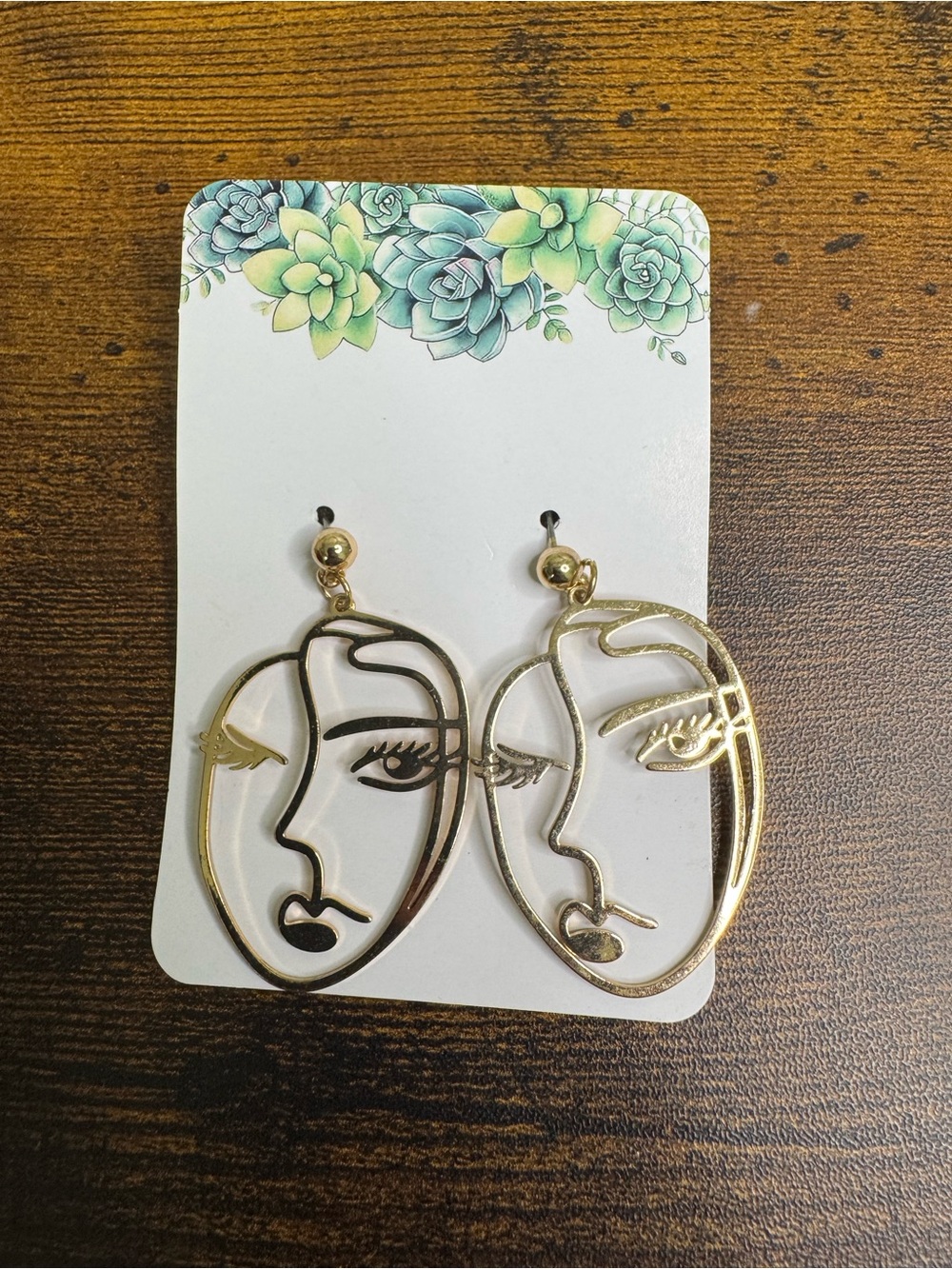 4/$20 Gold Abstract Face Drop Earrings for Women